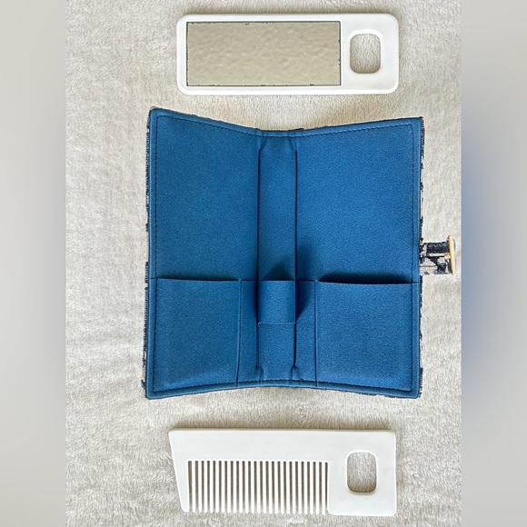 Vintage Christian Dior Blue Trotter Canvas Comb/Mirror Vanity Case, Rare Unique! - Picture 6 of 16